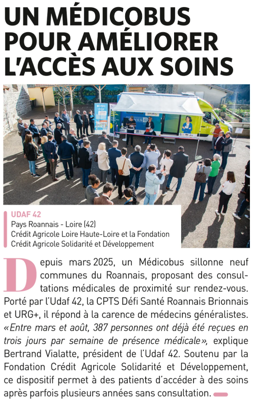 UDAF42's tweet photo. Merci au Crédit Agricole Loire Haute-Loire qui met en valeur notre Médicobus dans son magazine Terre d'Actions 🚚⭐​

https://t.co/paEaFVEVMz https://t.co/6fp3D3JNXd