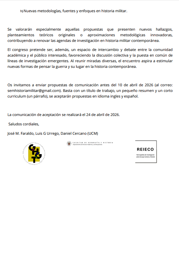 otrosmundos2's tweet photo. Call for papers: Pensar la guerra hoy: historia militar y nuevas preguntas (4-5, junio 2026).
¡Os invitamos a participar! https://t.co/dV7TuTNiOj