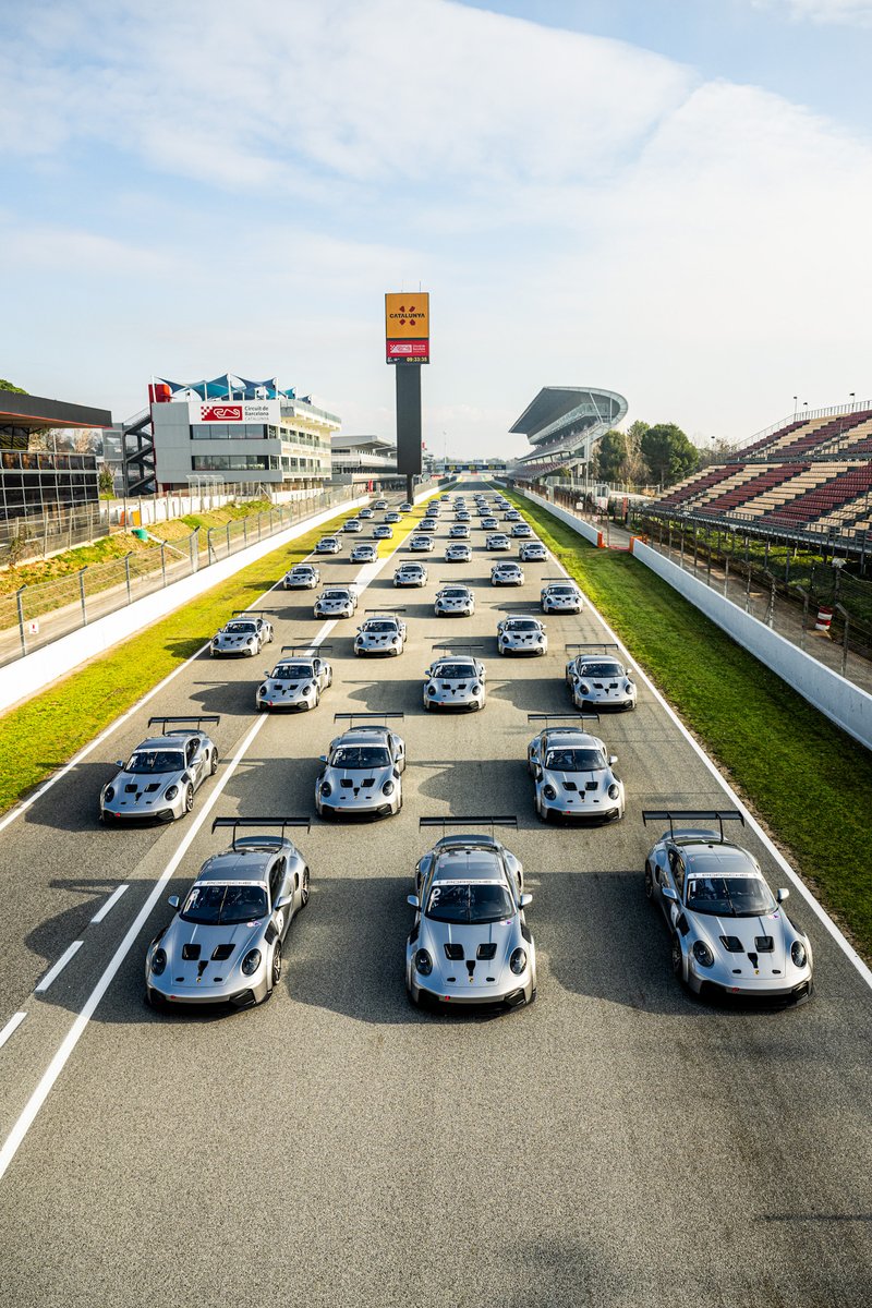 The new generation of the 911 Cup cars shared the track for the first time at <a href="/Circuitcat_eng/">Circuit de Barcelona-Catalunya</a>. 46 cars rolled out and drivers had the chance to build their initial feeling for the car 🔥!

The joint rollout with <a href="/PorscheSupercup/">Porsche Supercup</a> signals the start of the #2026season!