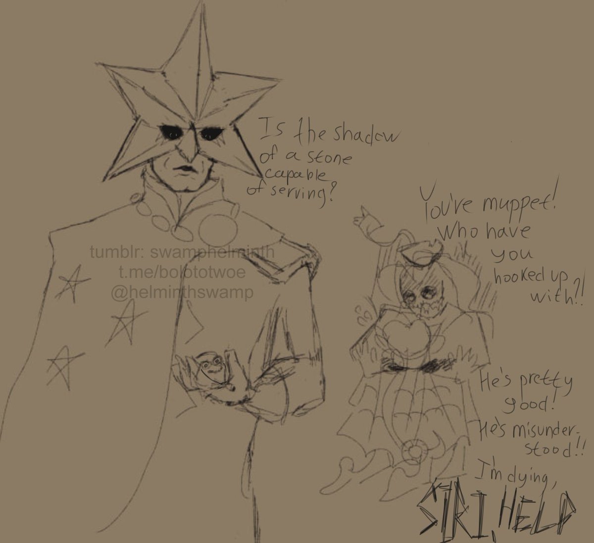 It's a sketchy idea of a path of Sirius' redemption through the power of companionship. Do you remember how Lilo tried to reform Stitch? Charlie tries the same thing, but Siri is too much of an idiot and psycho.
Ziggy is Siri's nightmare.
#BrawlStars #BrawlstarsArt