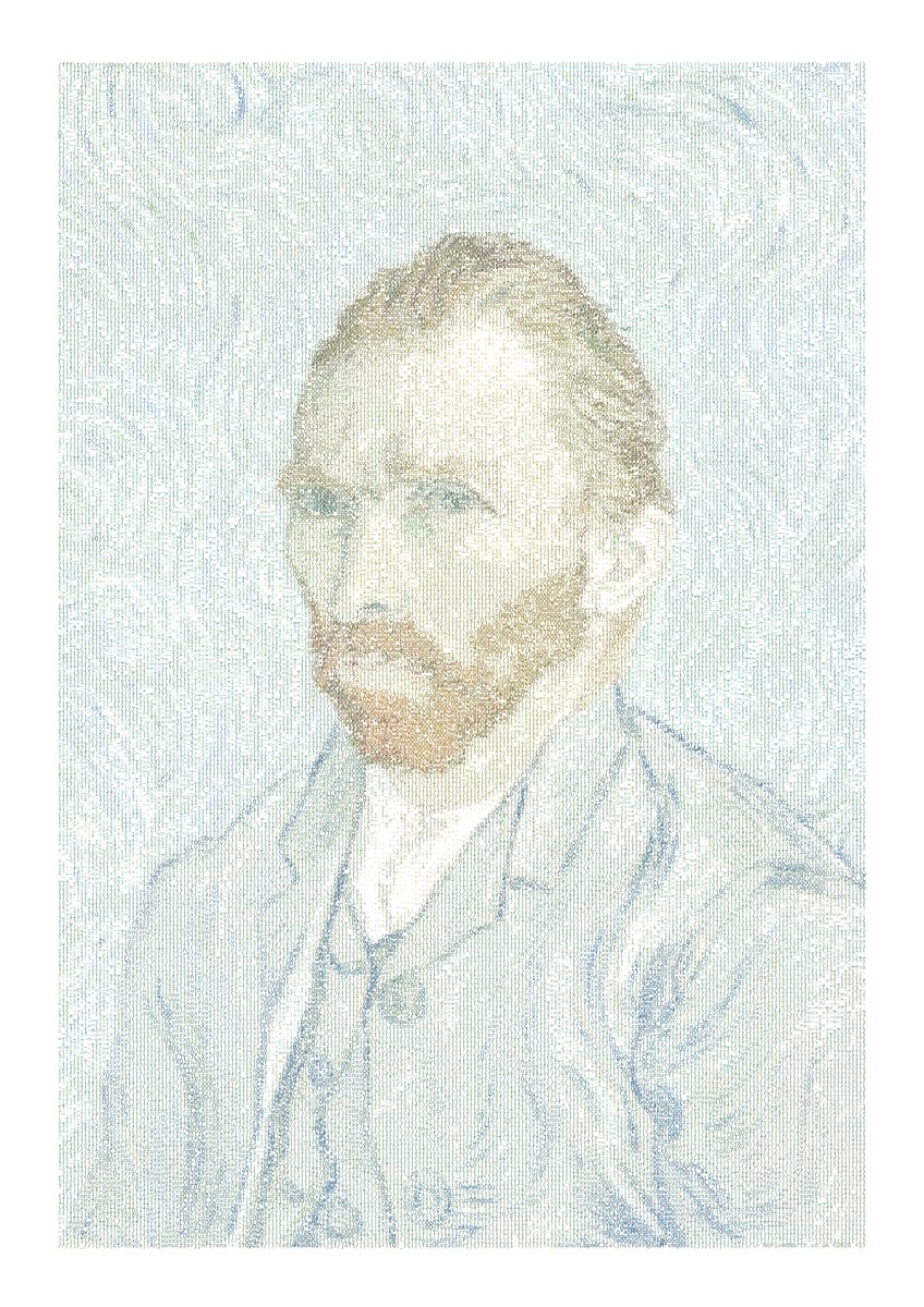 gmspromo's tweet photo. Studies in ASCII #01 - Vincent Van Gogh #digitalartwork  #python #vincentvangogh #ascii #asciiart #Designer @ https://t.co/FgZbfI9lFe