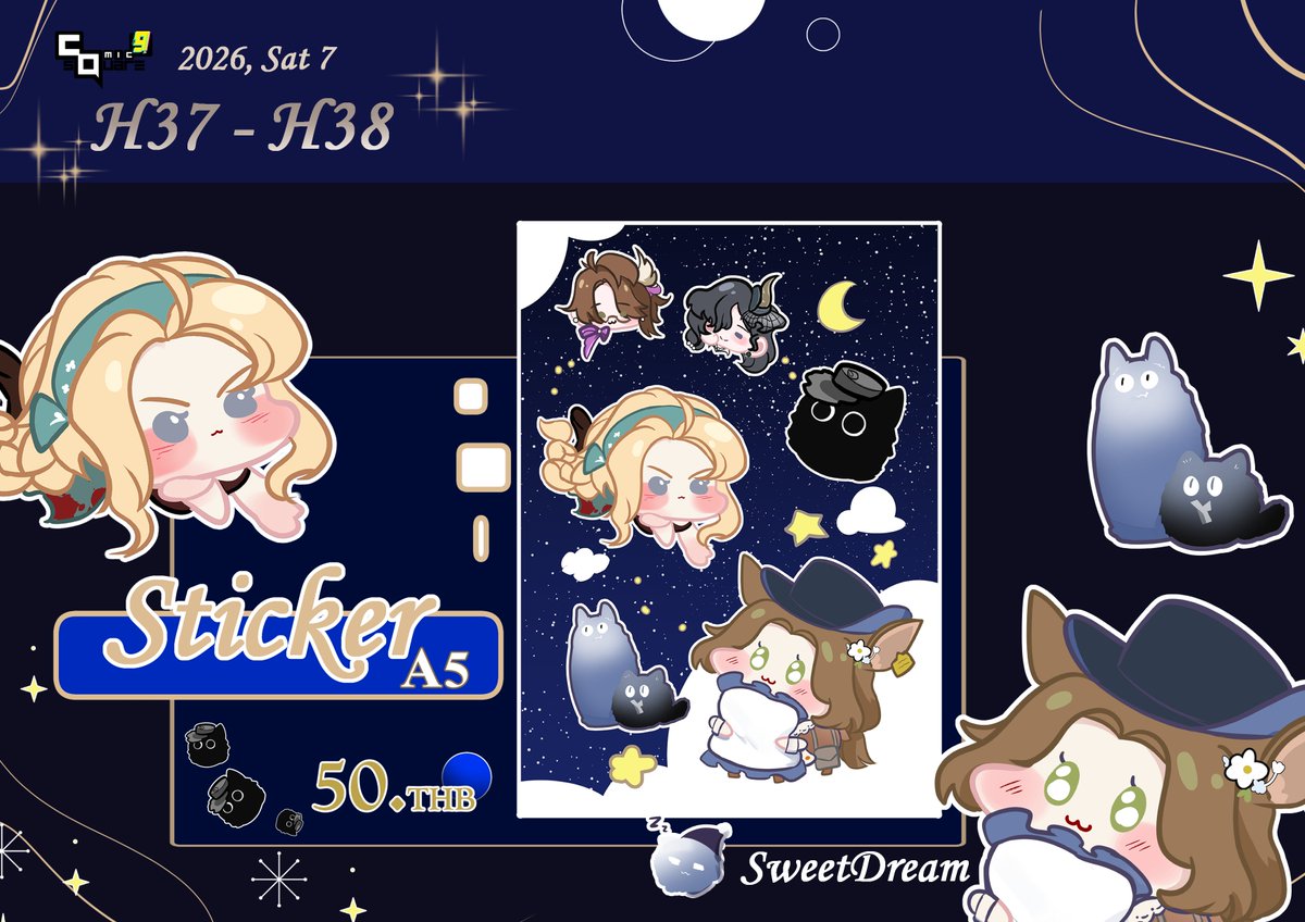 สติกเกอร์ที่จะเอาไปขายในงานรอบนี้ฮับ🥺 #CQ9_SAT #reverse1999fanart