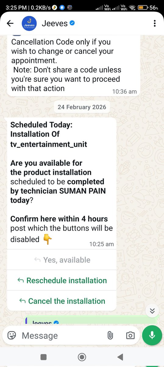 MithunSecure's tweet photo. @Flipkart @flipkartsupport 
Delivered on 18 of February, from that day everyday I got installation schedule almost everyday but nobody come to install, whenever I call customer care they told me 48 hours again. 
I think there is no solution please return my product. https://t.co/v4VHGqv9VF