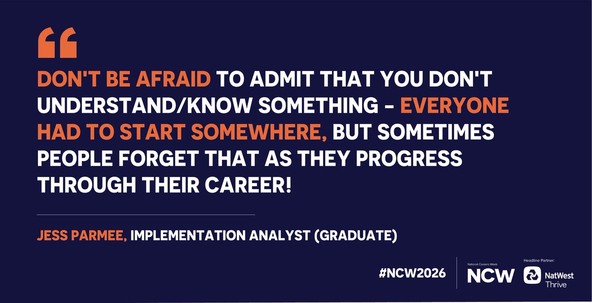 “Don’t be afraid to admit that you don’t understand/know something – everyone had to start somewhere, but sometimes people forget that as they progress through their career”

Our fully funded courses are here to help you own your future.

buff.ly/AGbL4ZD 

#NCW2026