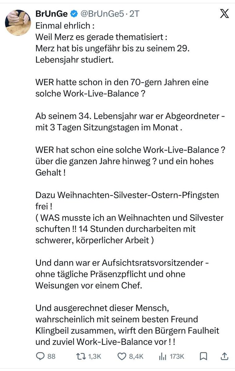 <a href="/bundeskanzler/">Bundeskanzler Friedrich Merz</a> mit Work-Life-Balance

x.com/brunge5/status…