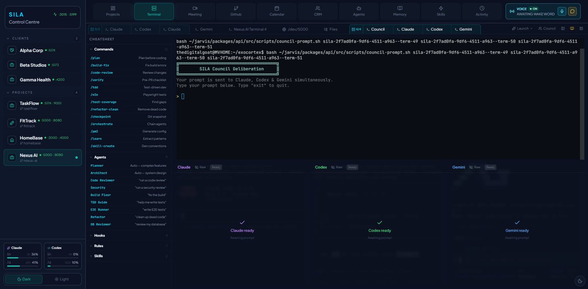 goatis7's tweet photo. My browser-based control centre for all my dev projects. Instant context switching, each project keeps its terminal state. 

Configurable terminal grids, renameable tabs, voice control, AI Council, clipboard paste, and full mobile terminal access via Cloudflare tunnel and more! https://t.co/fTSDUwqbOR