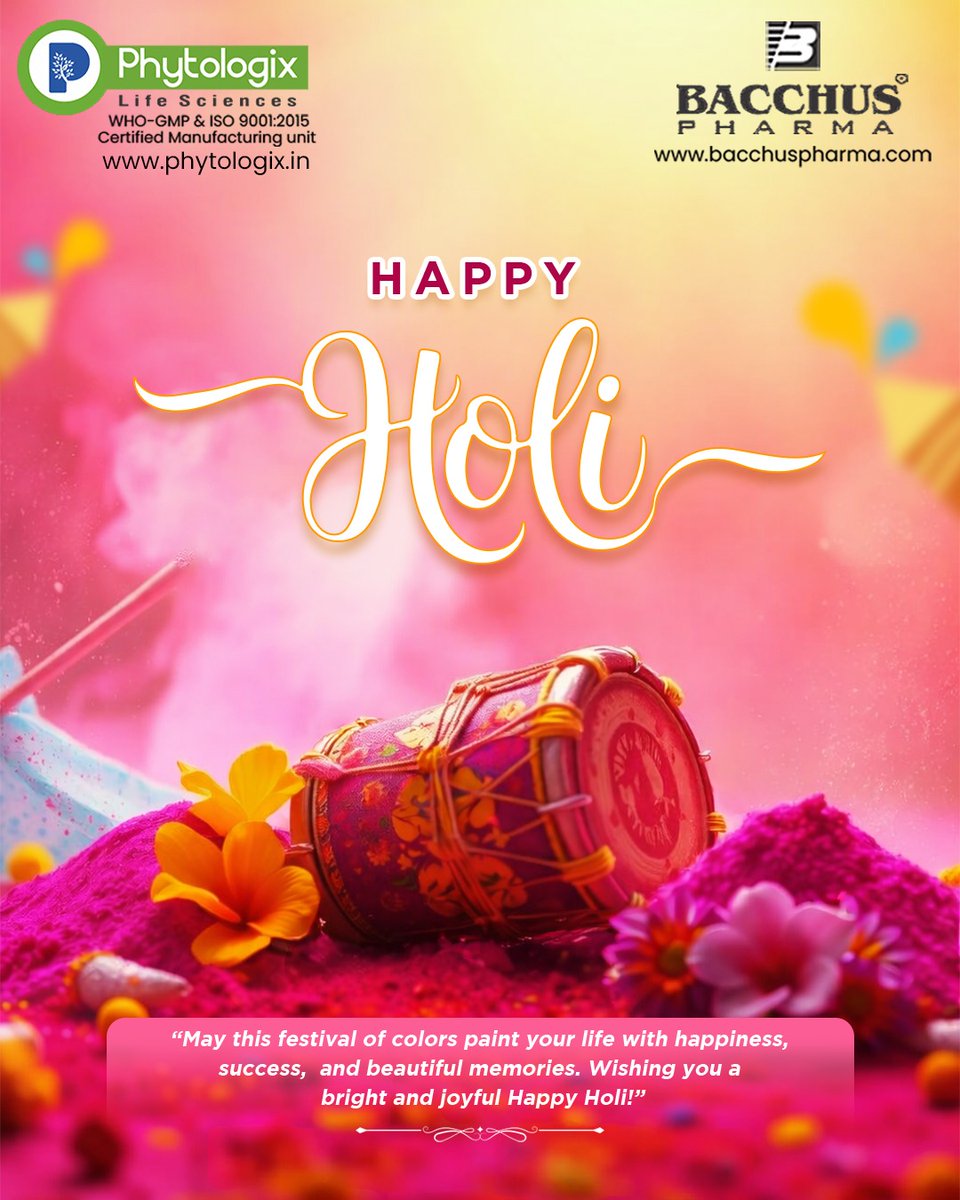 PhytologixLS's tweet photo. This Holi, forget all worries and paint your life with new hopes and dreams! 🌸✨
Celebrate with smiles and laughter. 😄🎉
#HappyHoliEveryone #NewBeginnings #FestivalJoy #HoliSpecial #GoodTimes https://t.co/q60dimbB19