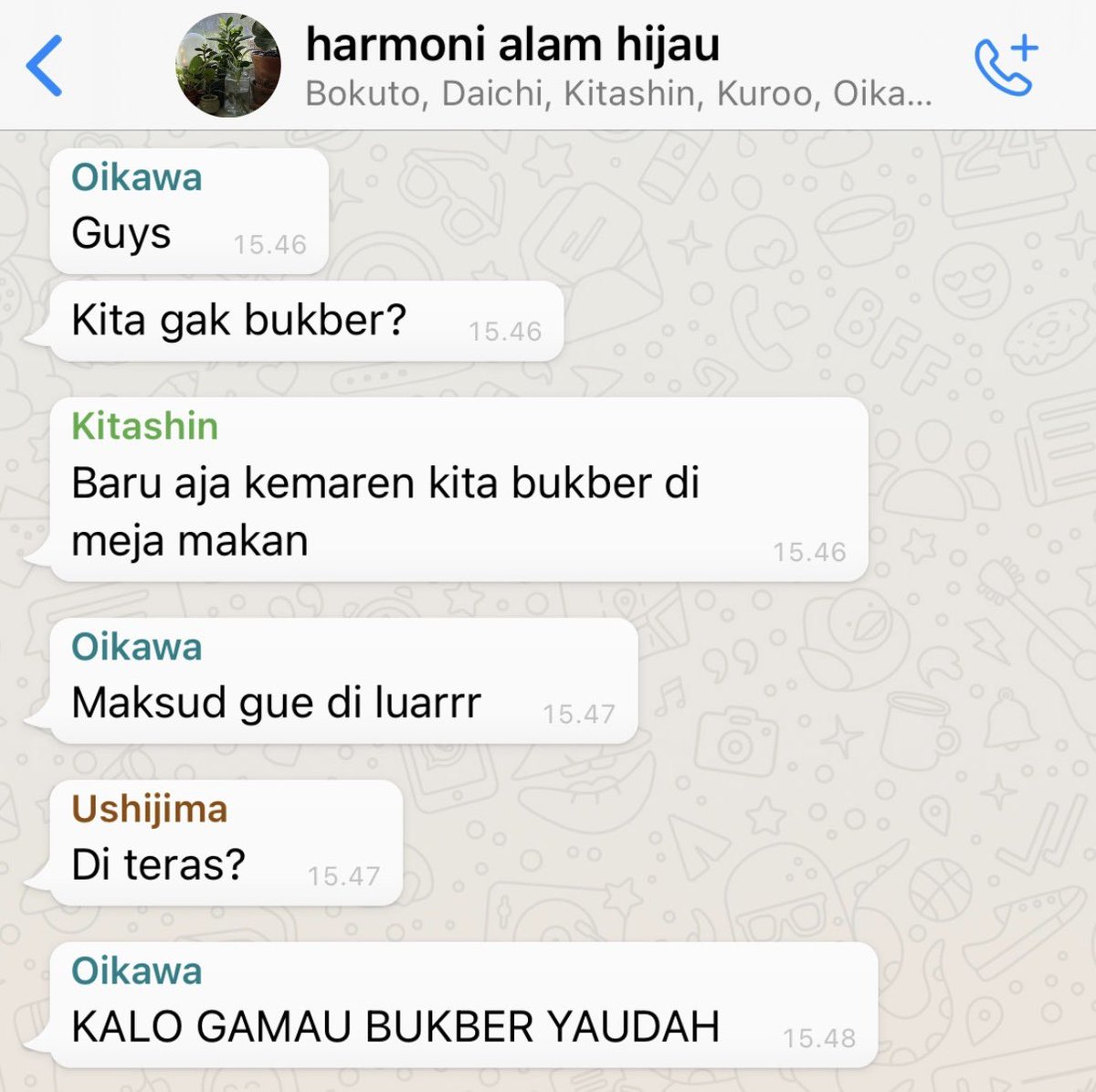 bermula dari :

[Rumah Hijau’s chatroom—captains]