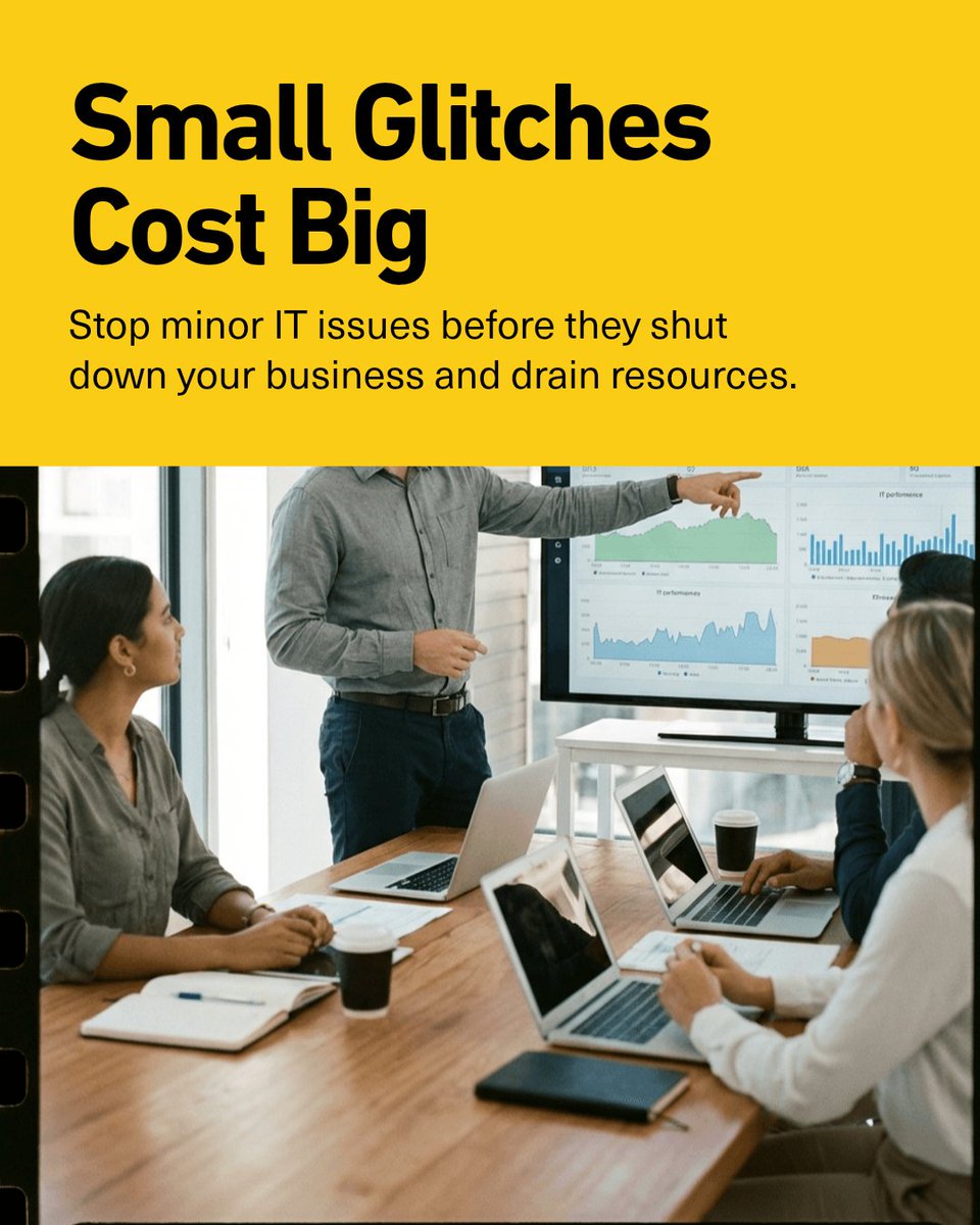 ITMSP1's tweet photo. Expensive IT issues in 5–50 user businesses aren't hardware or software - it’s small, unmanaged problems that turn into costly downtime. Proactive monitoring catches issues early, before productivity suffers. If you’re unsure your IT is under control, it may be time for a review. https://t.co/sSLka5USf9