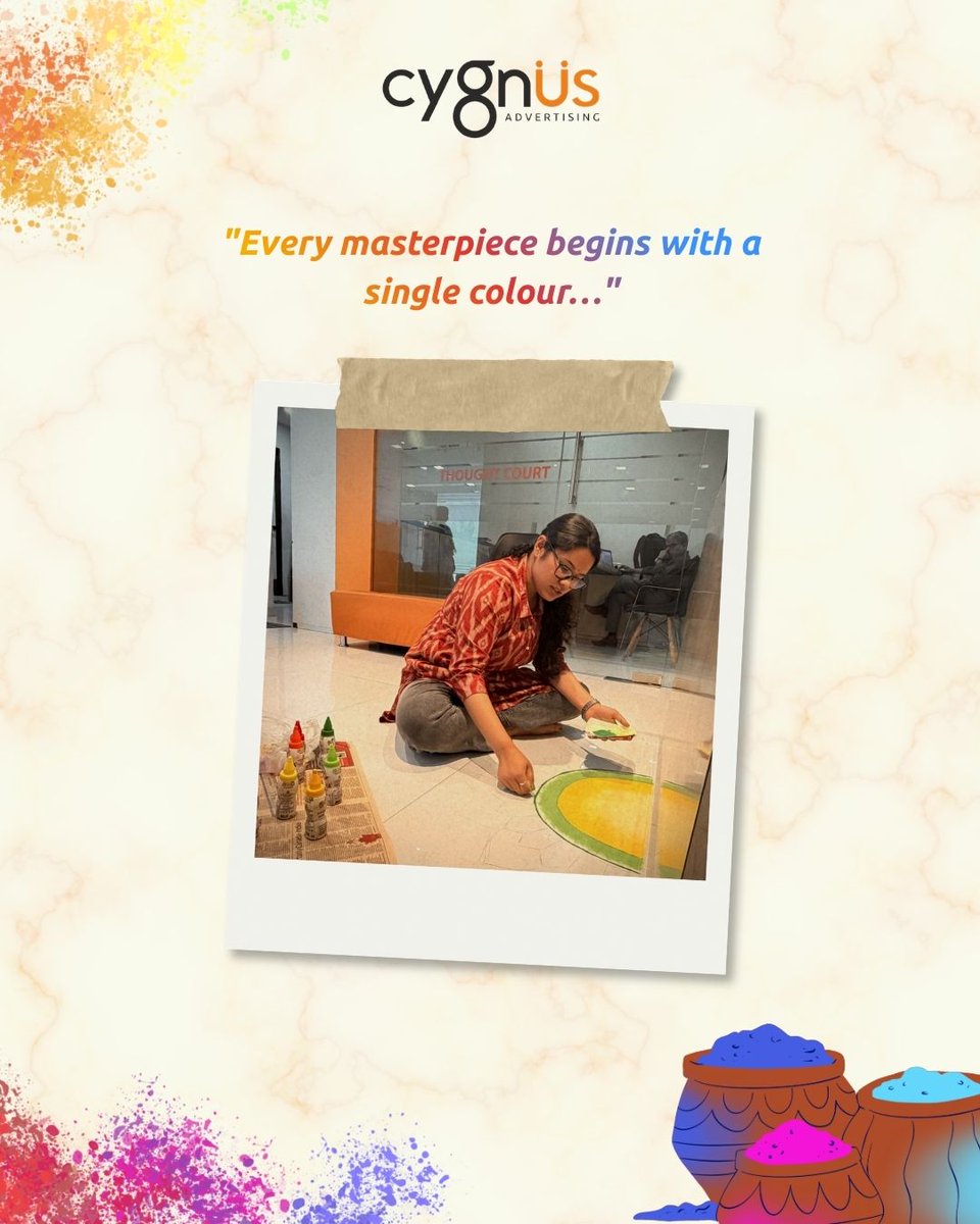 CygnusAdvertis1's tweet photo. Colouring ideas. Creating memories. Celebrating together
From shaping every detail of our rangoli to splashing joy across the day
this is what happens when creativity meets celebration
At Cygnus Adv, we don’t just work with colours
We live them
#HappyHoli from all of us at Cygnus https://t.co/FUV30Cd5nu