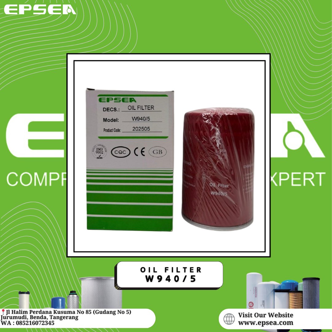 EPSEAINDONESIA's tweet photo. EPSEA oil filter W940/5
Ready in stock, free delivery ke seluruh Jabodetabek area.
Whatsapp: 085216072345
EPSEA | Super Great Factory
Air Dryer, N2 Generator and Sparepart
#EPSEA #Indonesia #Aircompressor #kompresorangin #sparepart #separator #oilfilter #airfilter #oilseparator https://t.co/Edu6louF10