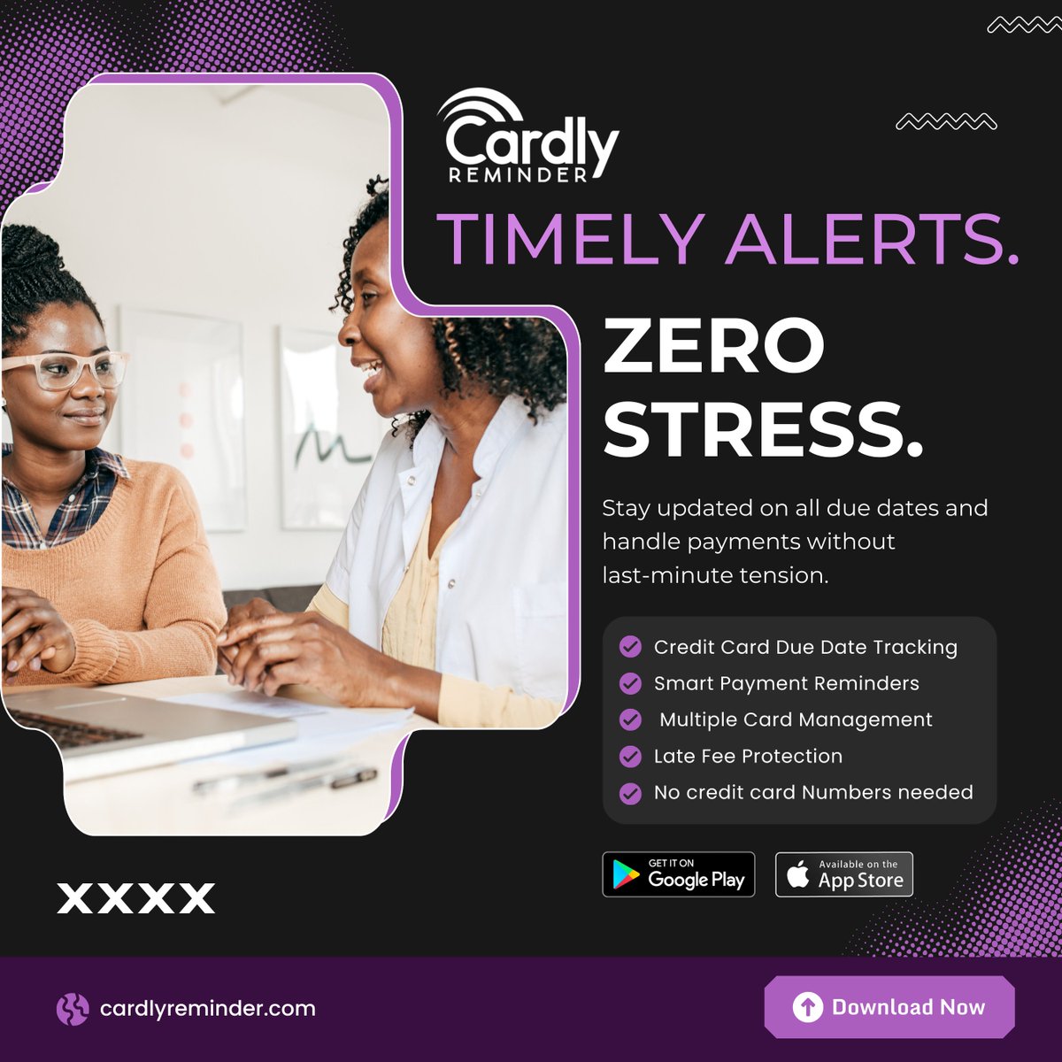 CardlyReminder's tweet image. Timely alerts. Zero stress.
Cardly Reminder helps you stay on top of every credit card payment—no more late fees, no more last-minute rush.
Manage all cards effortlessly and maintain a clean credit history.

#CardlyReminder #CreditCardManagement #NeverMissDueDate #SmartAlerts