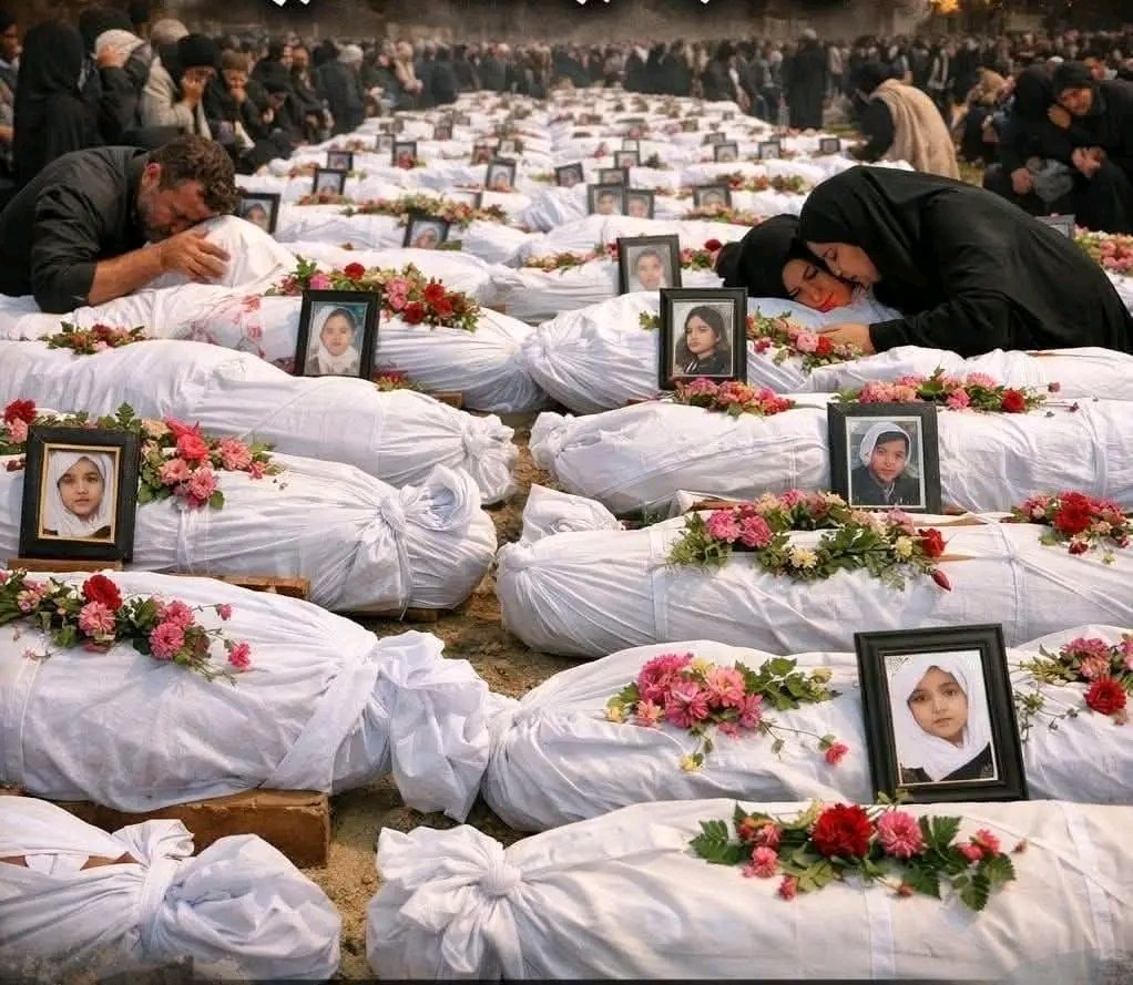 s_afreen7's tweet photo. ईरान के Girls Elementary School की 165 स्कूली छात्राओं और स्कूल स्टाफ का जनाज़ा (Funeral)
#Iran #Khamenei

ये हत्या है!
America-Israel की ये सोची समझी साजिश है!

बच्चों को कत्ल करना इनकी पॉलिसी का हिस्सा ही!
See more... https://t.co/1ZgE77CXCX