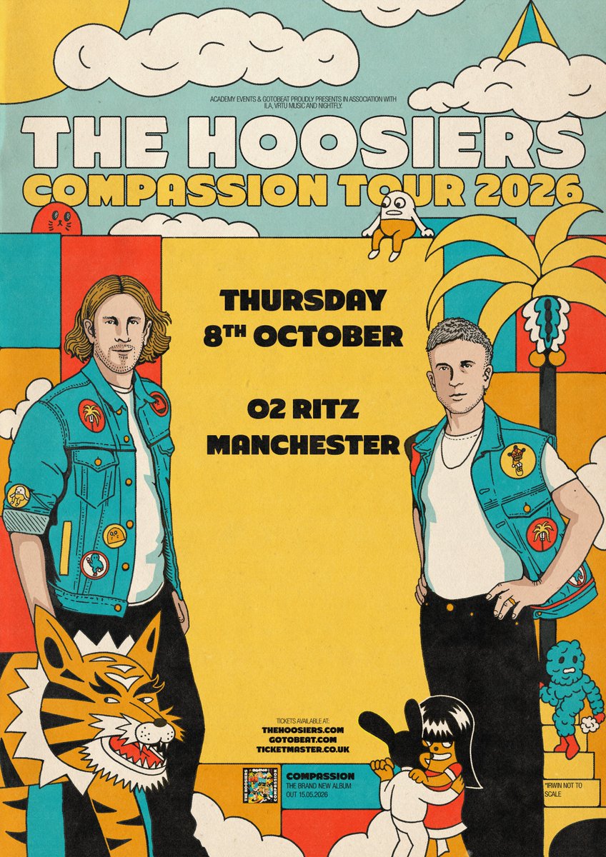 O2RitzManc's tweet image. NEW: @thehoosiersuk bring 'The Compassion Tour' to #O2RitzManchester Thur 8 Oct fresh from the release of their sixth album 'Compassion'

Priority members get first access to tickets from 10am Wed 3 Mar via: amg-venues.com/3kZE50YopK1