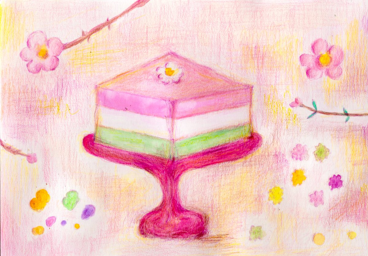 『ひなまつり』
ひな祭りのもつ、可愛らしさ&amp;ほんのりとした怪しさを表現しました。

ひなまつりのお菓子には可愛らしさを感じるけれど、「うれしいひなまつり」という曲には昔からちょっとした哀しさ、怪しさ感じます。

#イラスト #artlover #illustration #ひなまつり #色鉛筆画