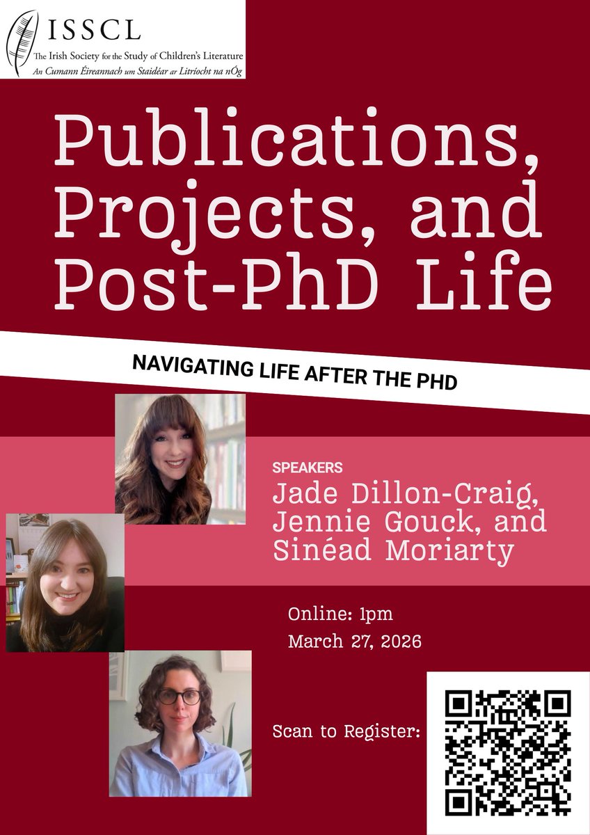 The ISSCL is hosting an online roundtable discussion on Friday 27 March on 'Publications, Projects, and Post-PhD Life' with three wonderful speakers, Jennifer Gouck, Jade Dillon-Craig and Sinéad Moriarty!

Register here: eventbrite.com/e/publications…