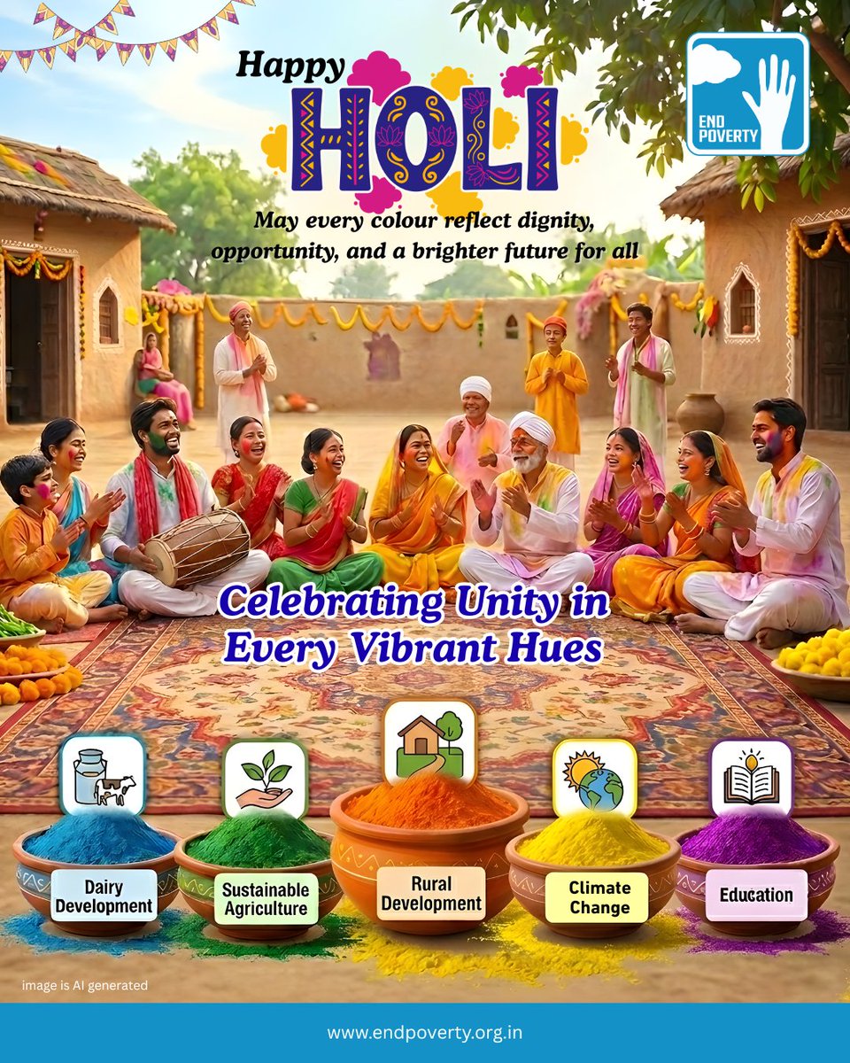ENDPOVERTY16's tweet photo. This Holi, we celebrate the colors of dignity, resilience, and new beginnings. Together, let’s continue building opportunities that brighten every life. 📷
#HoliWithPurpose #EndPoverty #ColourOfChange https://t.co/pwfZeMZG0o
