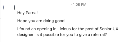 I rarely respond to referral mails like this.

Referrals are UX problems.

The goal: reduce friction to say yes.

Most messages increase friction.

Instead, Do this:
- Why this role/company
-  Why you’re a strong fit (proof > adjectives)
- Why I should put my name behind you
- A