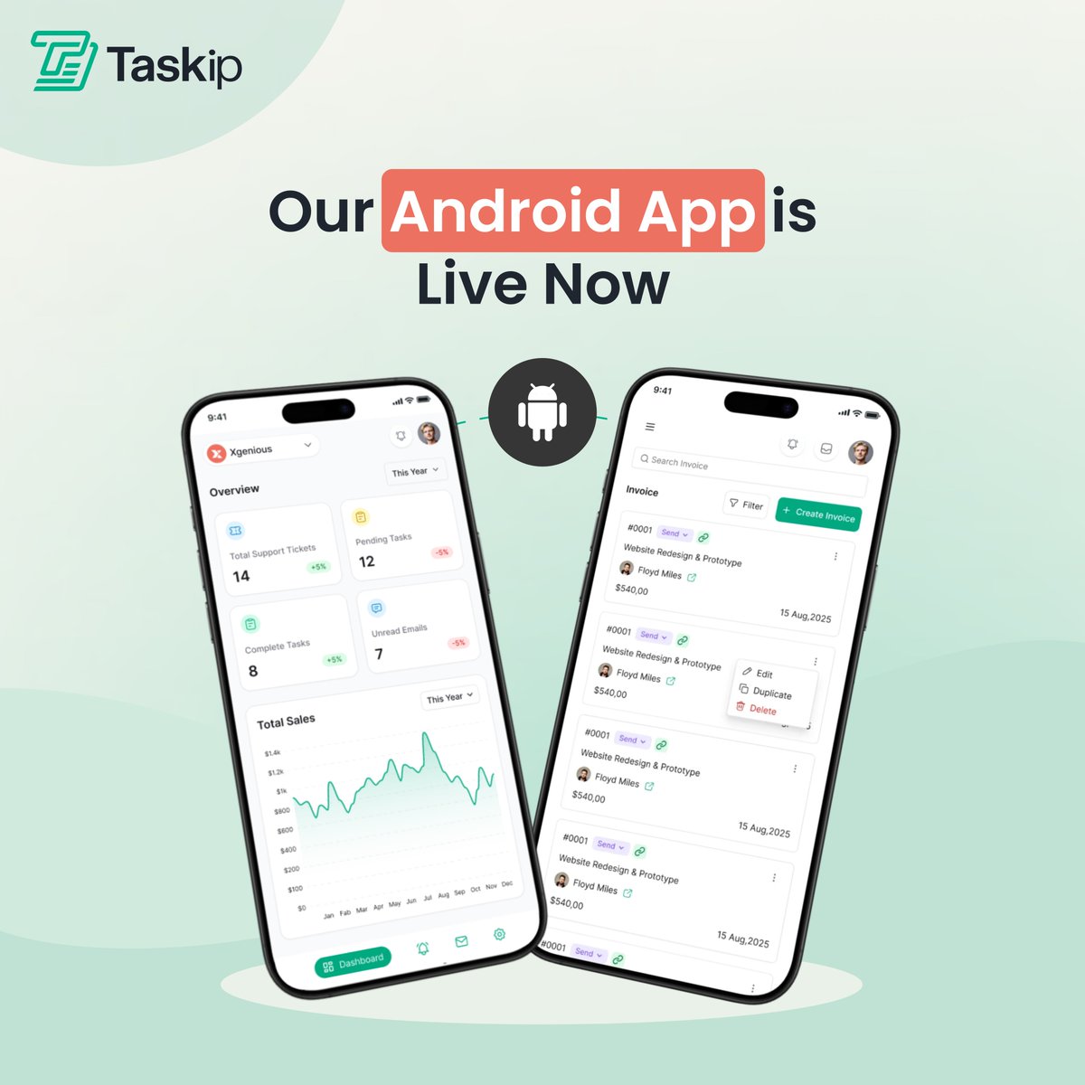 taskipapp's tweet photo. 🚀 Taskip Android App is LIVE!

Manage your agency on the go:

• Projects
• Emails
• Support Tickets
• Invoices
• Quotations

🔔 Real-time notifications so you never miss an update.

Run your agency from anywhere 👇

 https://t.co/15OMlvWXV7

#Taskip #SaaS #AgencyManagement https://t.co/8srmBxEeaF