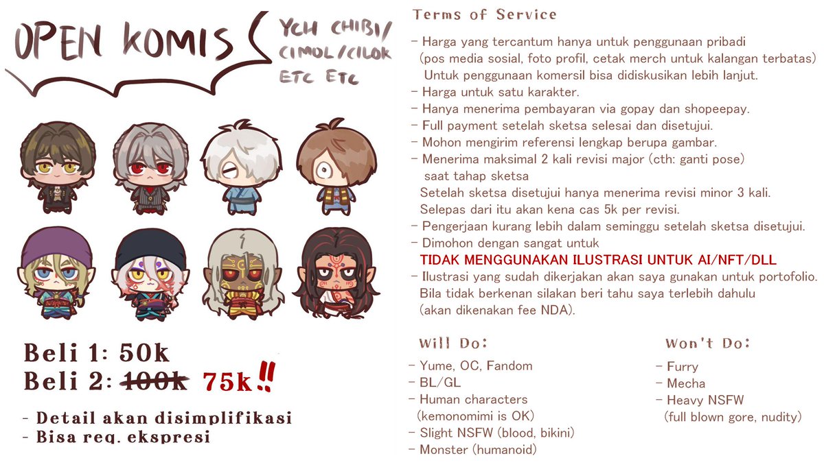 nacch_an's tweet photo. (Indonesia only)
Shares are very appreciated! 
(*˘︶˘*).｡.:*♡

Hlo kawans aku buka komis lagi untuk 5 slot sj, pengerjaan kurang lebih 2 minggu, pembayaran via 🍏 dan 🍊

Hasil komis sebelumnya bisa dicek di link carrd di bio dan thread di bawah ini 🤙 https://t.co/JzZaP0e6hE