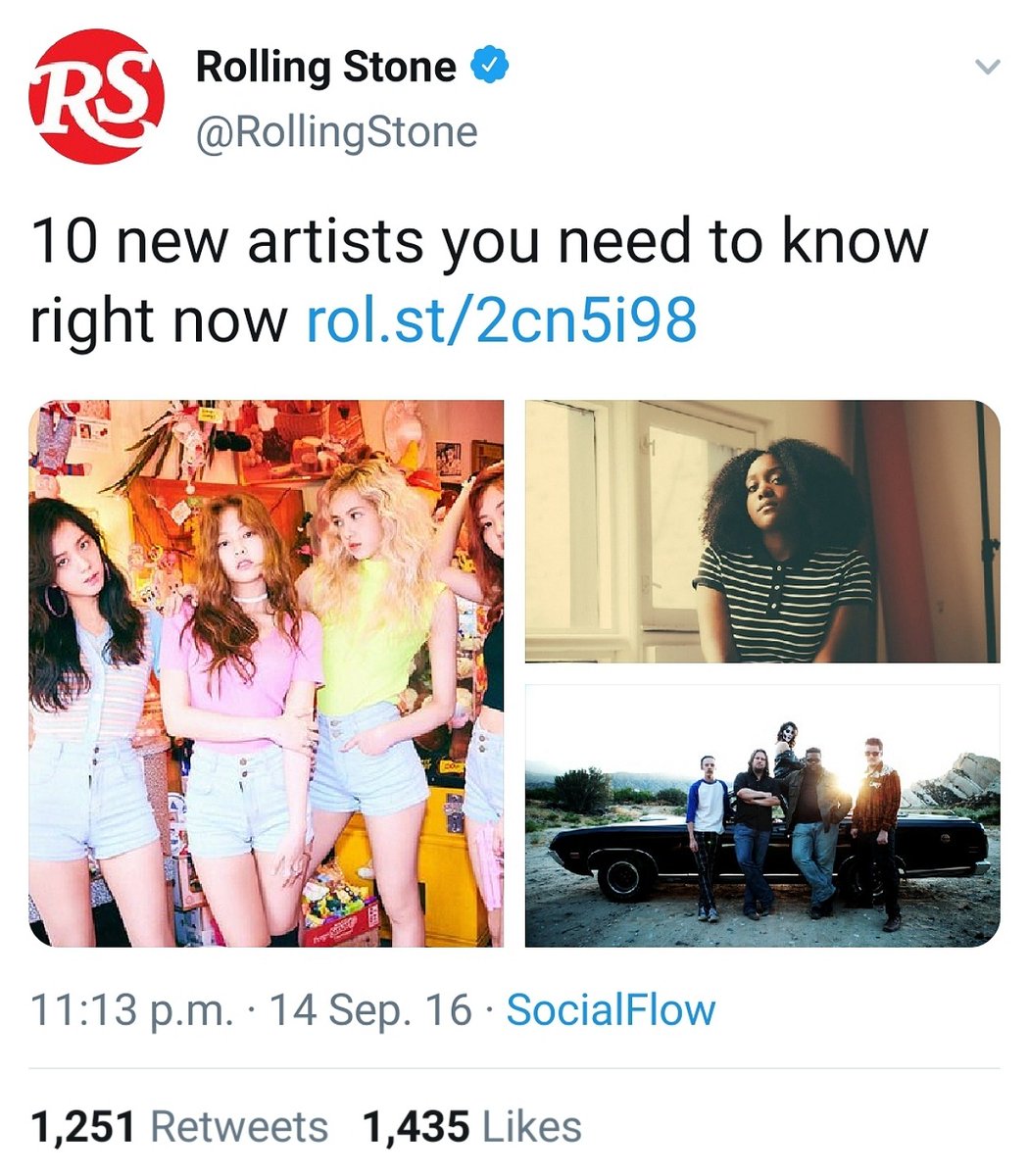 pinksgoddess's tweet photo. Remember when Rolling Stone magazine praised BLACKPINK as one of the 'ten new artists you need to know right now' after their globally successful debut in 2016. They really paved their own way, you can’t tell me otherwise. https://t.co/XtvgbBnFnP