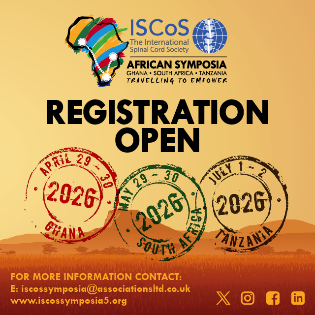 ISCoSmeetings's tweet photo. Registration for the 5th ISCoS International African Symposium in Ghana, South Africa & Tanzania is now open!

Learn from SCI experts, network globally, and advance spinal cord injury care.

Register now - https://t.co/GqDQ8WeArW 

#ISCoS #SpinalCordInjury #AfricanRoadshow #SCI #MedicalEducation