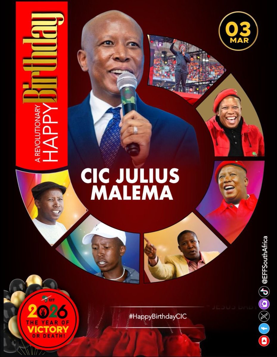 JHB_Ward102's tweet photo. ♦️Birthday Message♦️

We wish the Commander in Chief and President, Julius Sello Malema, a happy birthday, good fortunes, perfect health and prosperity on the occasion of his birthday. https://t.co/edy2IFs2wK