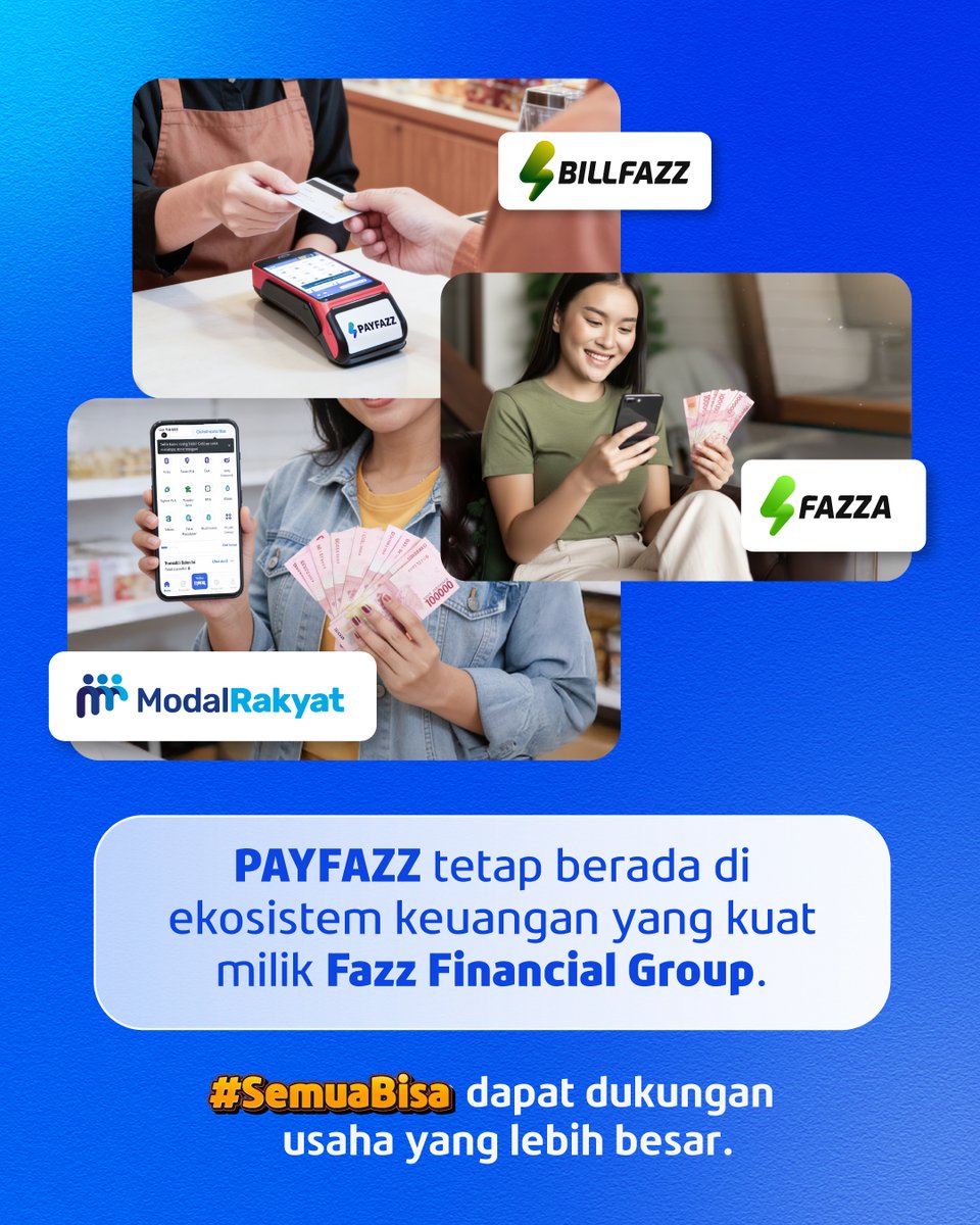 payfazzofficial's tweet photo. Dalam satu ekosistem Fazz Financial, kami memudahkan pelaku usaha mengakses layanan finansial yang terintegrasi, praktis, dan relevan untuk mendukung pertumbuhan bisnis mereka. https://t.co/BeY2xCyaTz