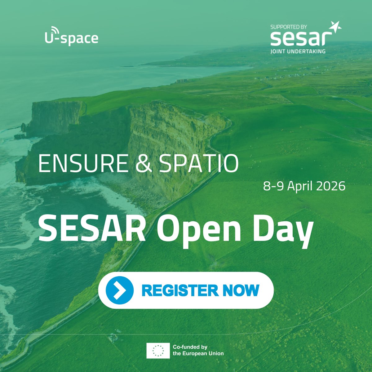 spatio_sju's tweet photo. 🚀Join us for the ENSURE &amp; SPATIO #SESAR3JU Open Day at 📍@FMCampusIreland on 🗓️8-9 April!

See live demos of:
@spatio_sju: Tactical conflict prediction &amp; resolution for #Uspace. 
@EnsureProject: Seamless #ATM &amp; U-space integration.

Register by 31 March: https://t.co/94TLNgrl83 https://t.co/wLIBwNmqV8