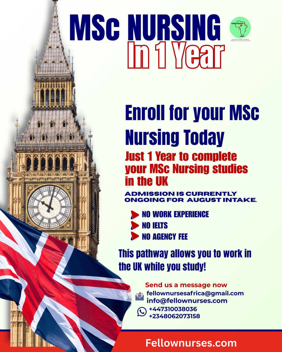 FellowNurses1's tweet image. Want to be a Nurse abroad?

Get step by step guide with Fellow Nurses

NO WORK EXPERIENCE
NO IELTS
NO AGENCY FEE

Grab a slot today
Send us a message now
📧 Fellownursesafrica@gmail.com
📱 WhatsApp: 08134582082

Share with someone who might need this!!

#nursing #abroad