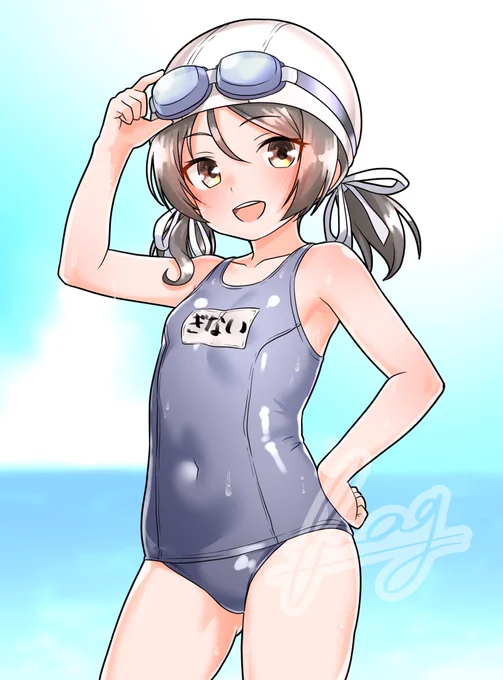 #これを見た人は背景が海の画像を貼れ スク水稲木チャン