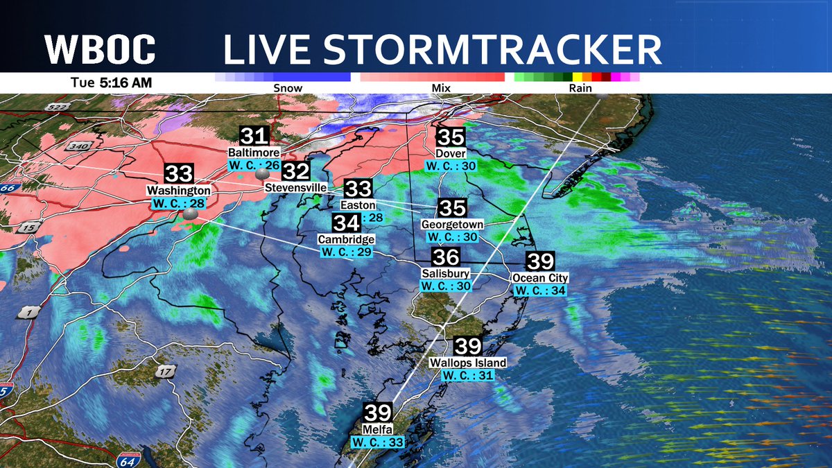 The wintry mix has transition to rain for most of us as of 5:15 this morning. Some freezing rain continues across far northern and western parts of the area as temperatures continue to climb. A dreary day with on and off showers brings our highs to the 40s and 50s today.