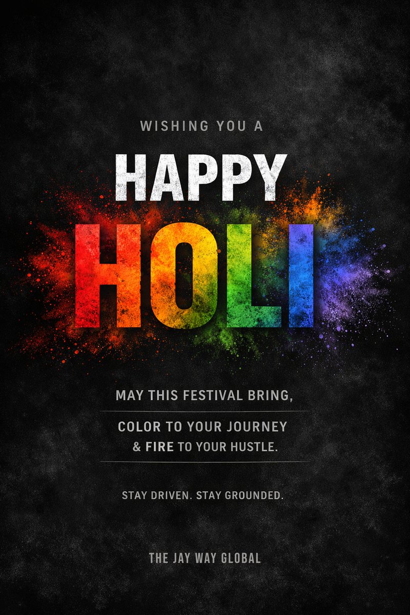 jaymendiratta's tweet photo. Happy Holi 🎨
May the colors you choose be bold, balanced and meaningful.

#holi #happyholi #holifestival #TheJayWayGlobal https://t.co/wMtPbrlLXd