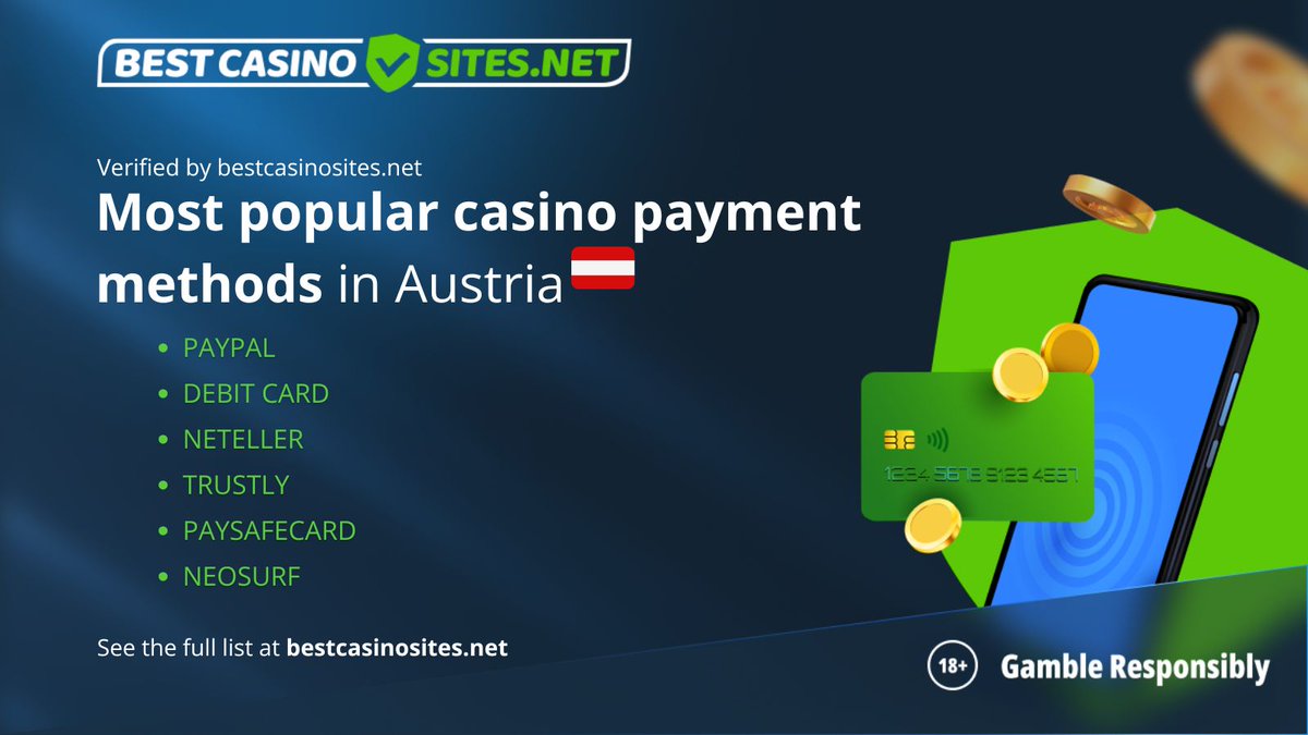 💳 Which are the most popular casino payment methods in Austria? 

🎯 Know your options before you play: bestcasinosites.net/austria/

#CasinoPayments #bestcasinositesnet #Austria #Austriacasinos