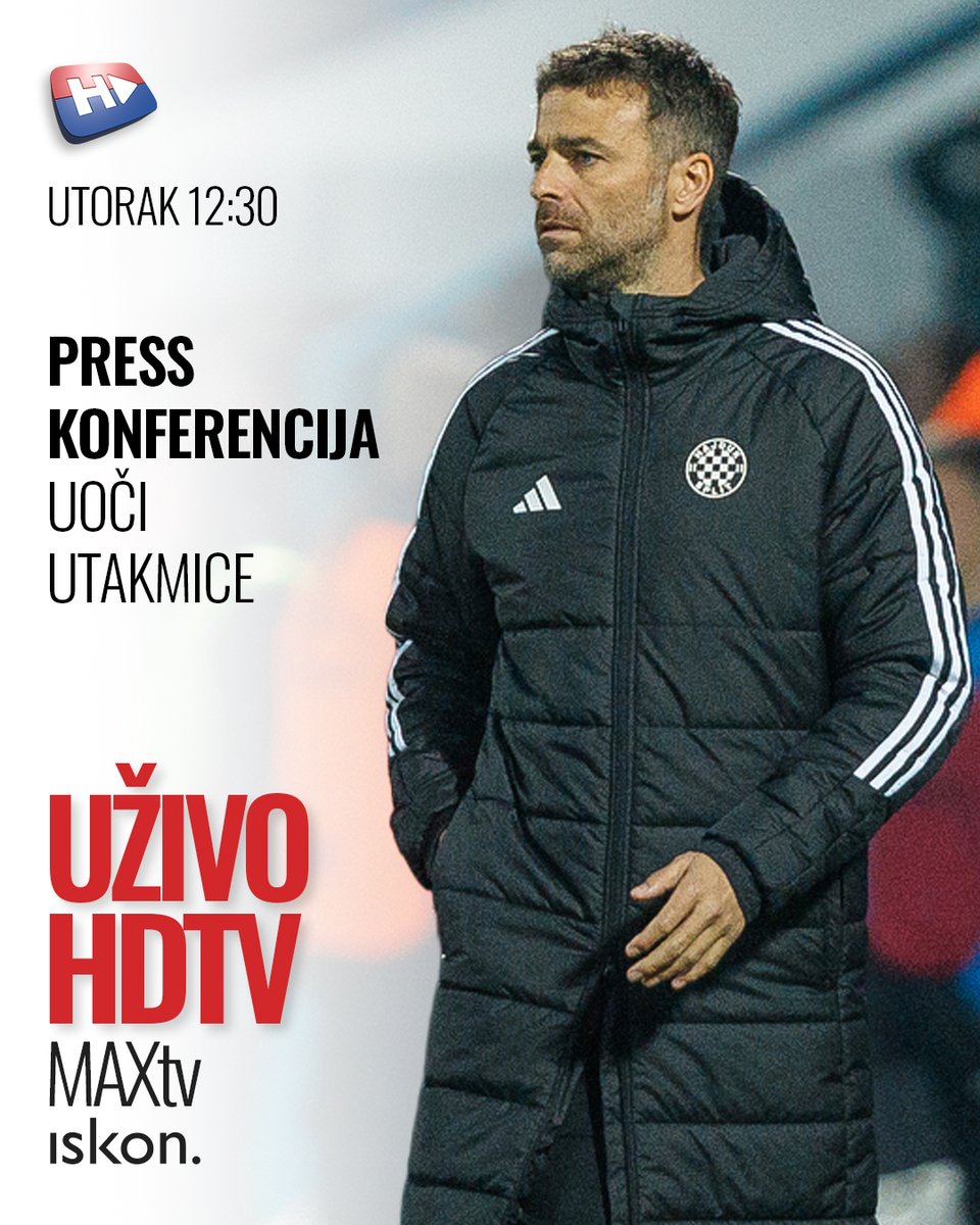 HajdukDigitalTV's tweet photo. Danas od 12:30 pratite uživo press konferenciju trenera Gonzala Garcíje uoči četvrtfinala kupa, Rijeka 🆚 Hajduk! #MAXtv #Iskon #HOMEtv https://t.co/rXwx1COQGJ