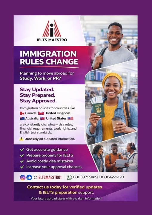 ieltsmaestro1's tweet photo. 📷 Immigration rules are changing FAST! Are you ready for Study, Work, or PR? Don’t get left behind. 📷
Comment “READY” if abroad is your next move! https://t.co/1N3rvtZ7bT