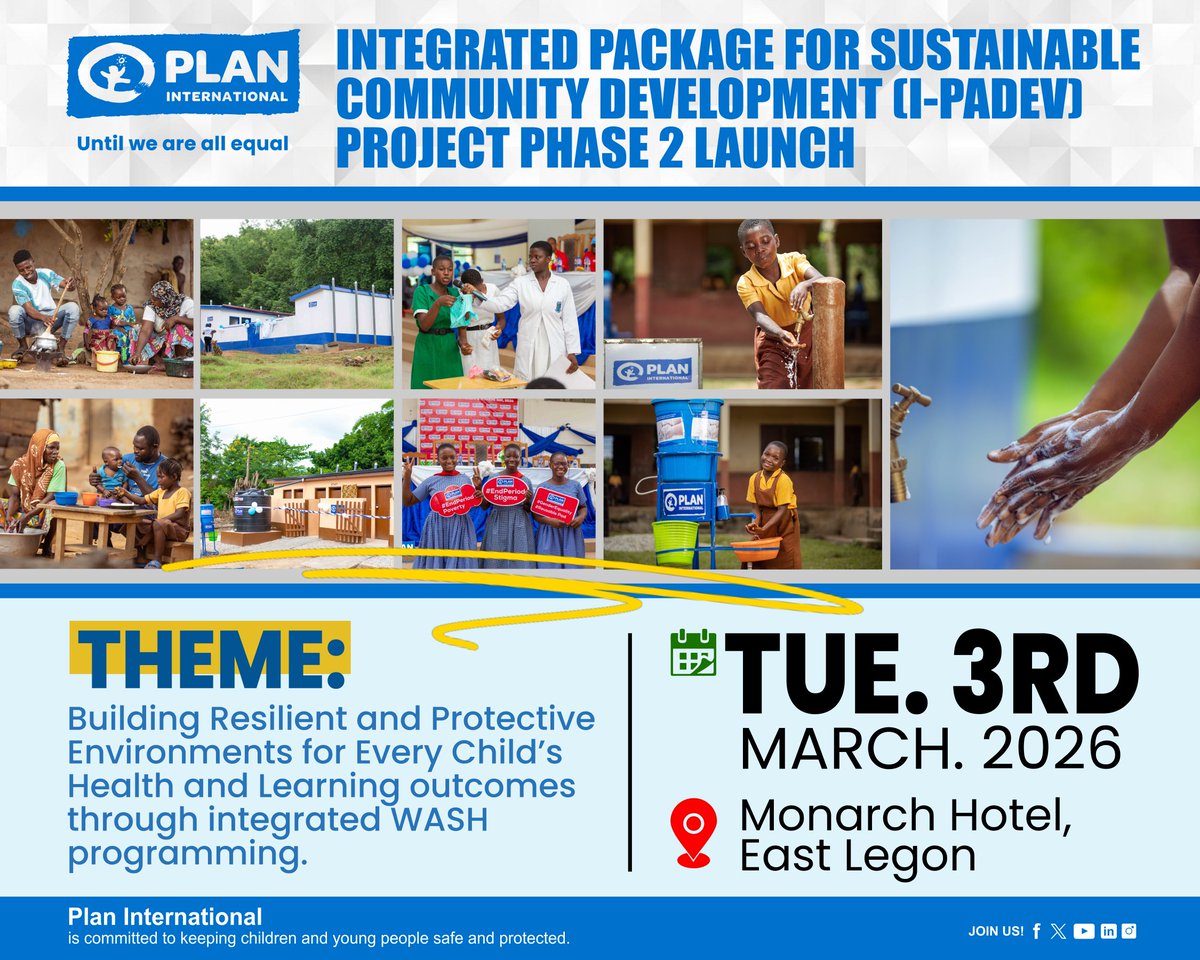 planghana's tweet photo. https://t.co/HR57rZydF6 Join us virtually as we launch the second phase  of our transformative WASH Project. #PlanInternationalGhana #PlanInternational https://t.co/l6S2fjdcSD