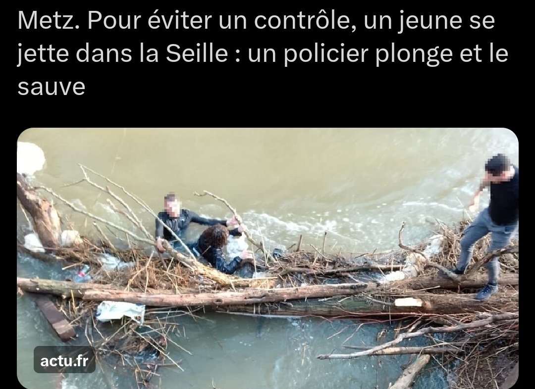 alliancepolice's tweet image. Refus d’obtempérer #Metz finit dans l'eau !
19 ans, fuite en scooter, eau à 7°C ❄️
Emporté par le courant, tête sous l’eau.
Un collègue de la #BAC saute, dérive sur 150 m et le sauve 💪
Bravo à notre collègue !
#AlliancePoliceNationale