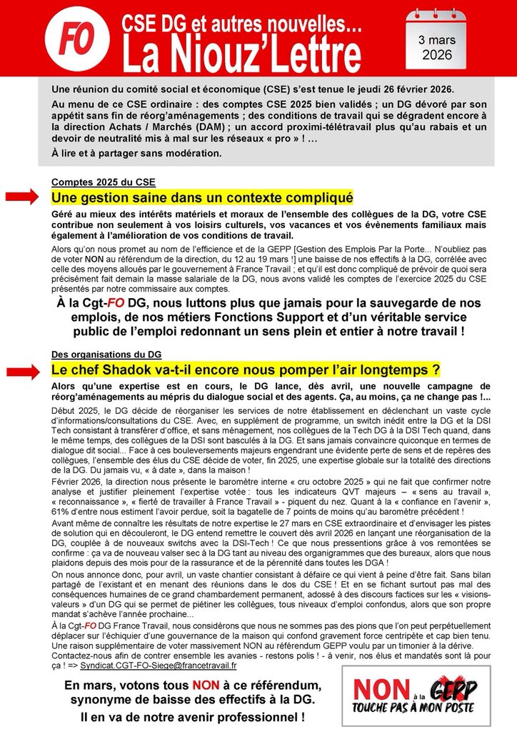 FO France Travail DG tweet media