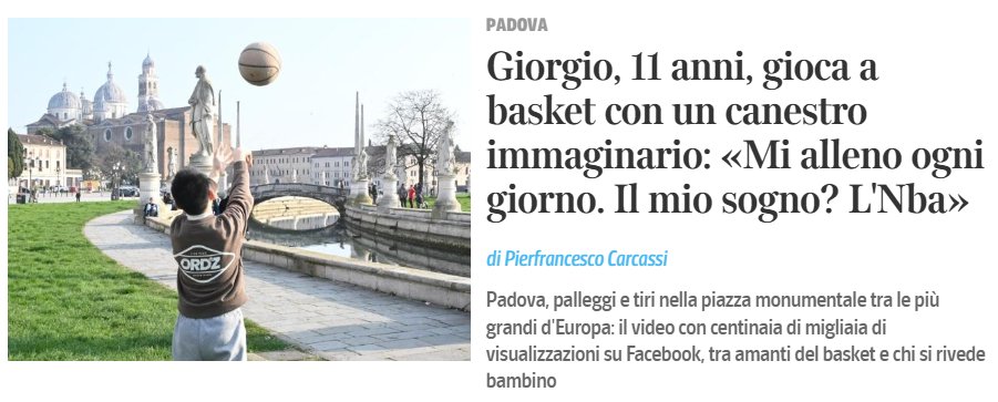 Capite il mio dramma di essere una persona senza spirito poetico. Cioè, io leggo questa notizia e penso: "Ok, ma perché questo coglione non gioca con un canestro VERO? Quale VANTAGGIO dà un canestro IMMAGINARIO?".