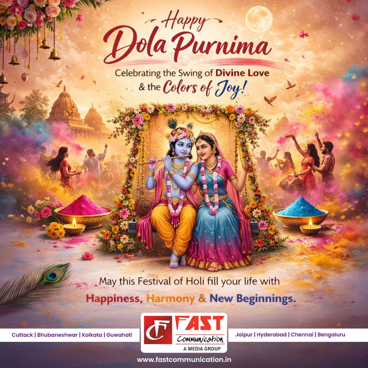 FASTCOMMBBSR's tweet photo. On this auspicious occasion of Dola Purnima, may the spirit of divine love inspire new beginnings, meaningful connections, and vibrant celebrations.
#DolaPurnima #DolaYatra #communication #creativity https://t.co/TZ0P5xG0MF