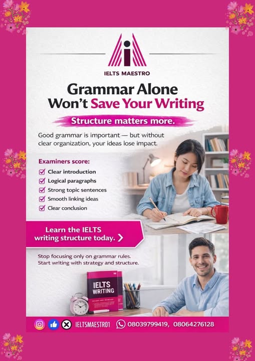 ieltsmaestro1's tweet photo. Grammar won’t save you in IELTS Writing. Structure will. 📷
Are you focusing on the wrong thing? 📷 https://t.co/sNpMeSDGJE
