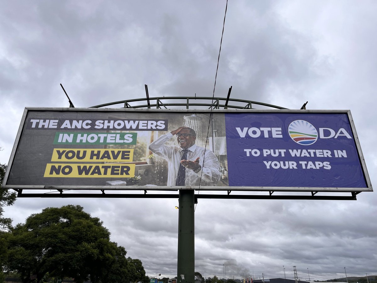 Our_DA's tweet photo. 🚰 Vote for the DA is a vote for water! 

While @Lesufi showers in hotels, the DA is fighting to put water back in your taps. 

It’s time to protect water and sanitation funds so they are reinvested into fixing and upgrading infrastructure.

#NoDryTaps https://t.co/EQQyrD5yab