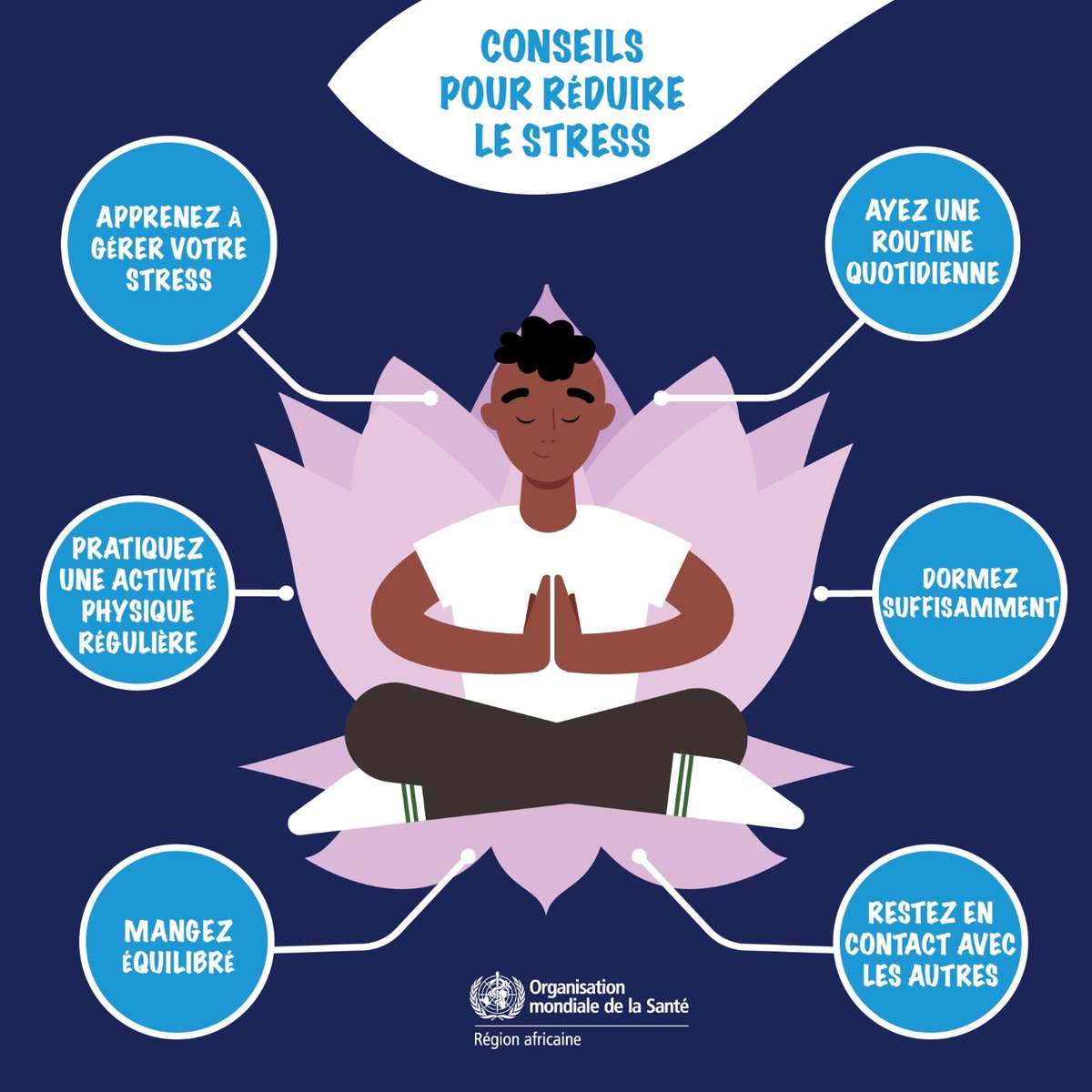 OMSTogo's tweet photo. Voici quelques conseils pour réduire le stress👇 https://t.co/DHEEuri4m3