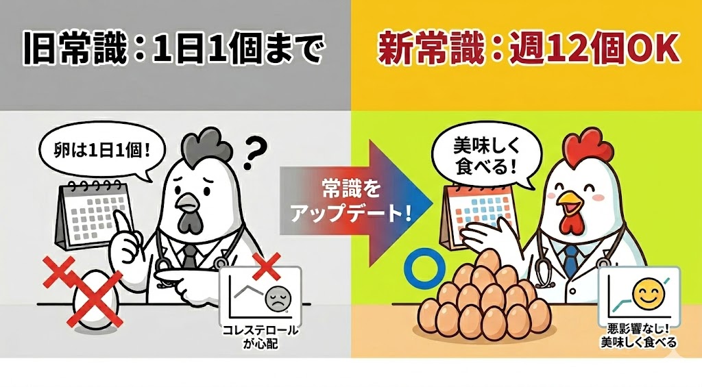 SHAcRoyJ32QmTuw's tweet photo. 「卵を食べすぎるとコレステロールが…」って心配、最新研究で完全に論破されました🚨
  米国心臓病学会の発表で「週12個以上」卵を食べても、悪玉コレステロール値に悪影響はないと判明📝（心疾患リスクが高い人でも安全でした！） 

 ・1日2個を目安に堂々と食べる！ 
・油を使わない「ゆで卵」が最強 
・朝食にプラスして代謝爆上げ 

 罪悪感ゼロで美味しく食べて、朝から最高の体を作ろう🍳✨

#バズツイート選手権