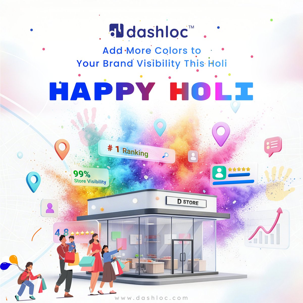 Dashloc_local's tweet photo. Bright colors. Fresh energy. New beginnings. 🌈

Celebrating the spirit of #Holi2026 and the joy of the #FestivalOfColors.

Wishing everyone growth, positivity, and vibrant moments ahead.

Happy #Holi from Team DashLoc.

#StartupIndia #BusinessGrowth  #DigitalIndia https://t.co/2xxmRv79Gb
