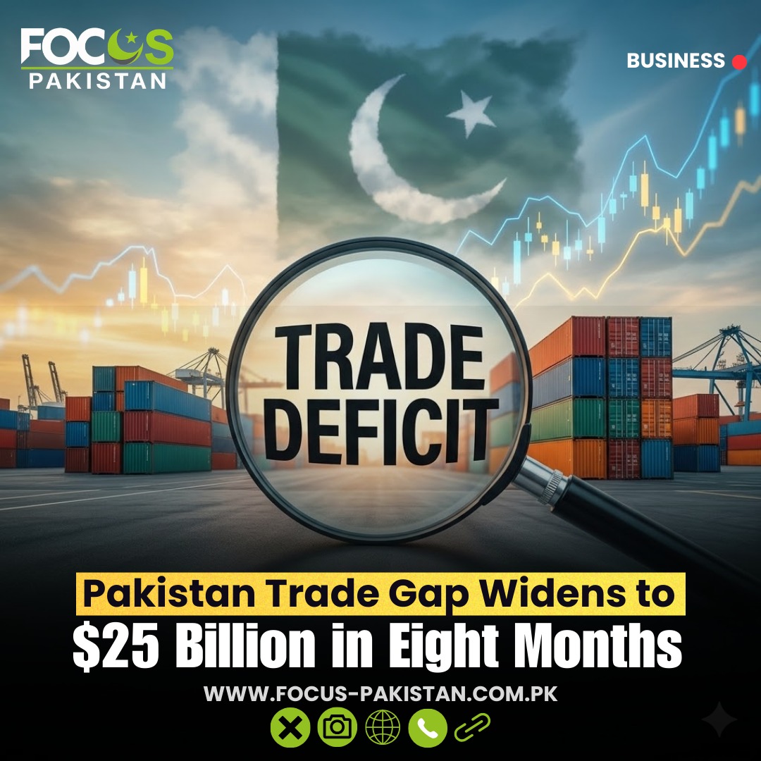 Focusp_official's tweet photo. Pakistan trade deficit widened sharply during the first eight months of the current fiscal year, highlighting growing pressure on the country’s external accounts.
https://t.co/CNXKARuO8x
#FocusPakistan #PakistanEconomy #TradeDeficit #CurrentAccount #ExternalAccounts #Economic https://t.co/Io5r9nmDsF