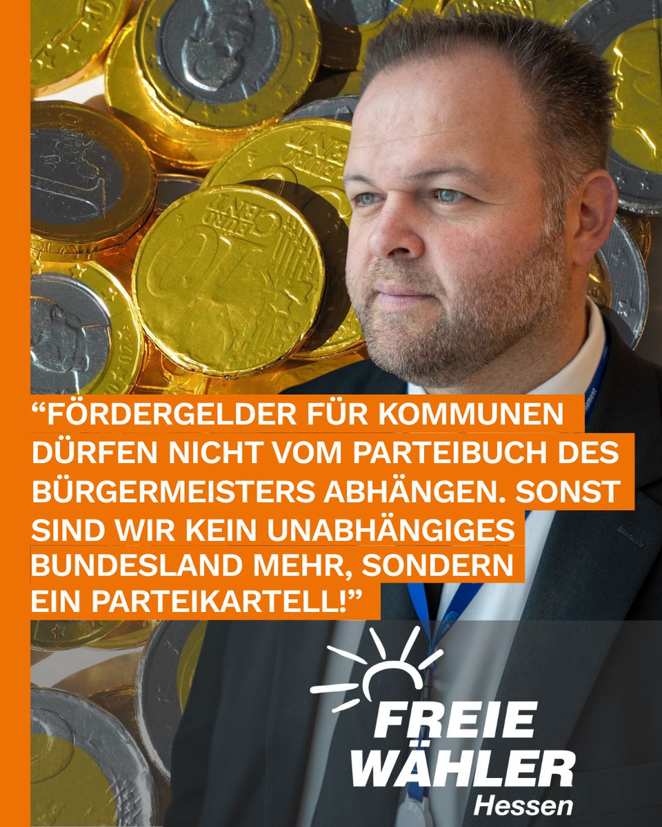 FWHessen's tweet photo. "Fördergelder für Kommunen dürfen nicht von Parteibuch des Bürgermeisters abhängen!"
https://t.co/AWyL9wK1d2
#FreieWähler #Hessen #Kommunen #Förderung #Parteibuch #Kommunalwahl #Sachpolitik #Kartell #orangepower #AnpackenFürHessen https://t.co/ytQE4IEVT3