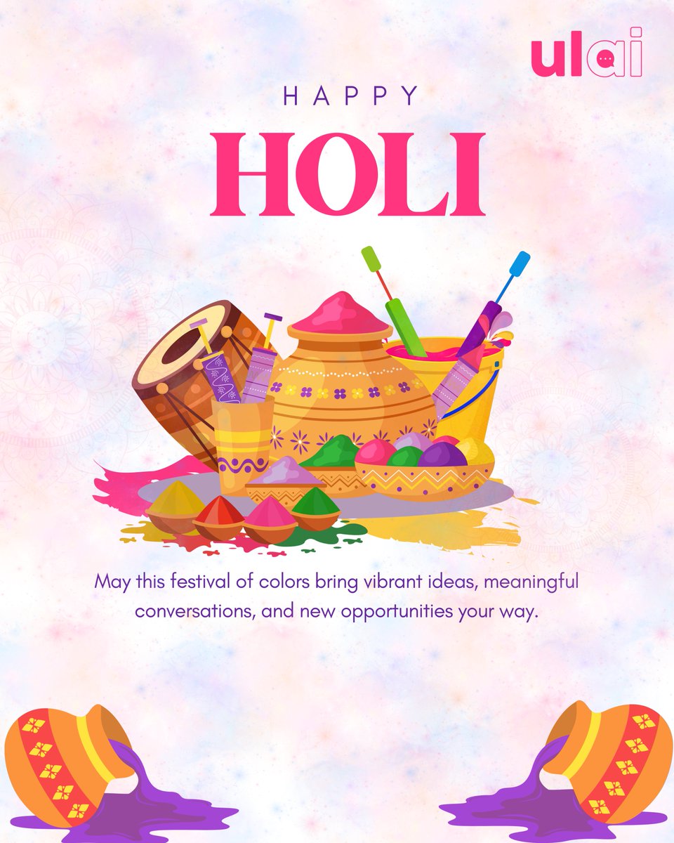 ulaidotin's tweet image. Happy Holi 🎨

May your year be as vibrant as the colors of today, filled with growth, innovation, and meaningful conversations.

#HappyHoli #Ulai #AI #voiceai #aiagents #growth #EnterpriseAI