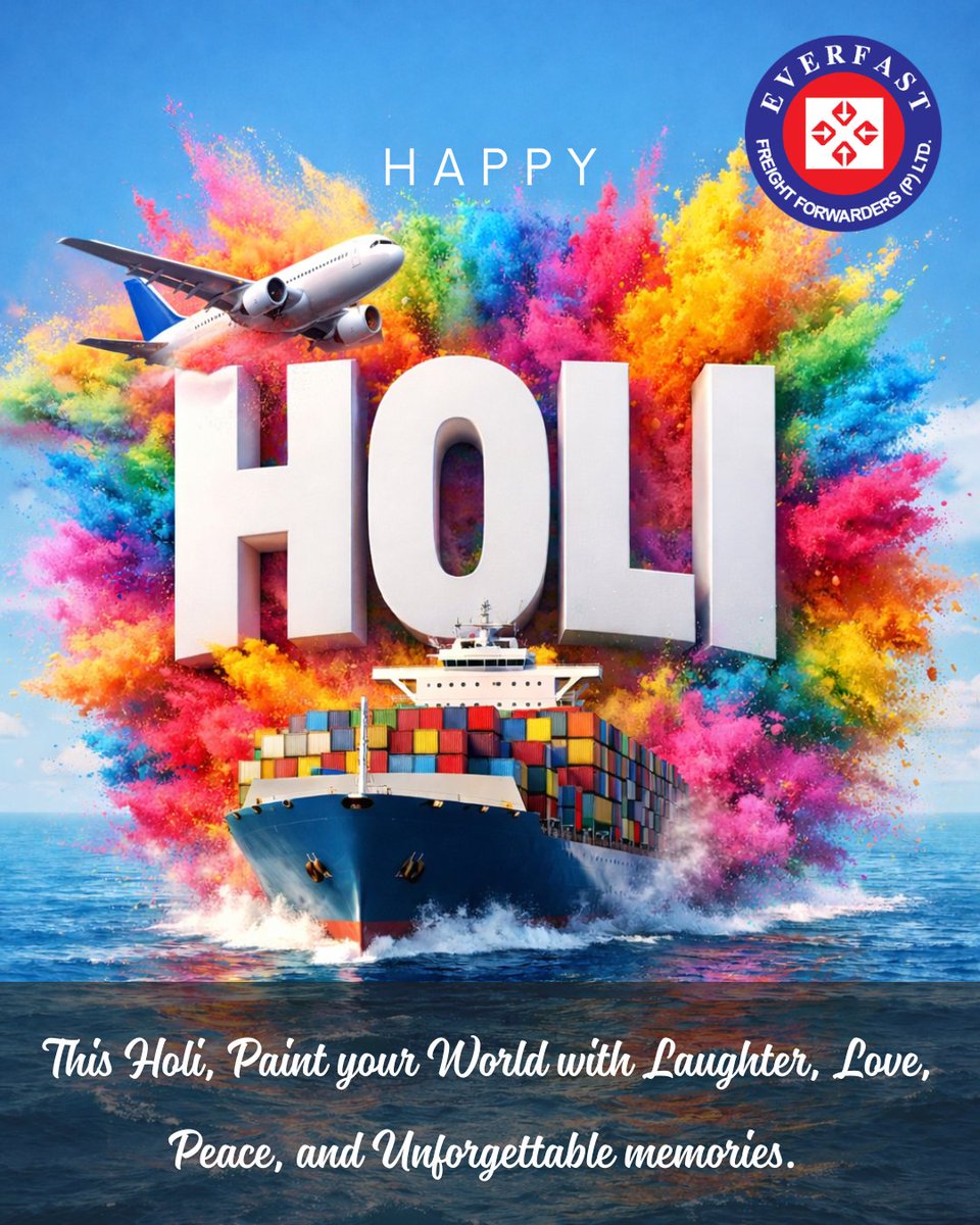 EverfastFreight's tweet photo. Sailing into the festival of colors with a heart full of peace. Let the splashes of Holi remind us that even the most different colors look beautiful when they blend together. Happy Holi to all! https://t.co/1UdcrVi94x